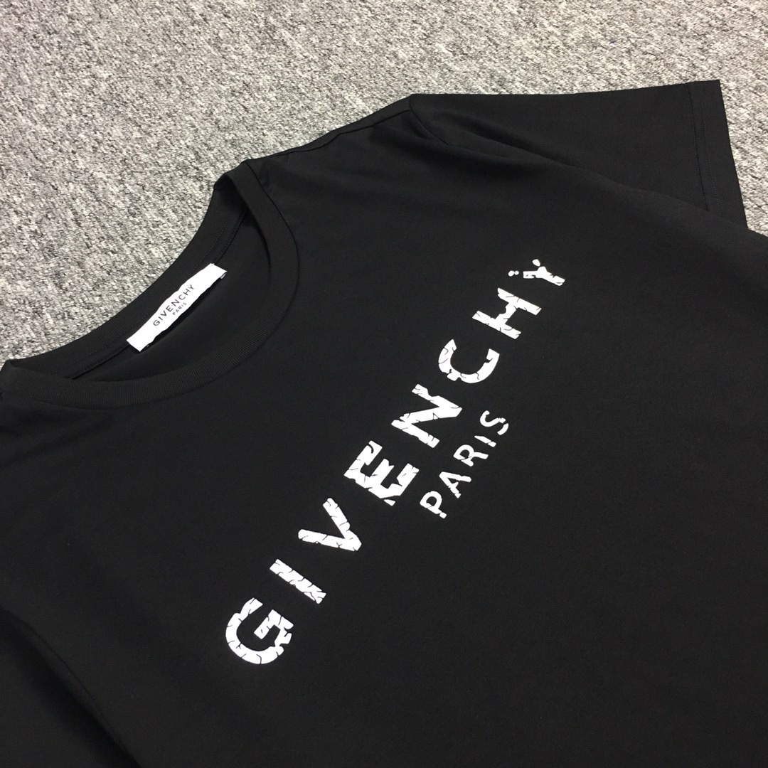 纪梵希短袖t恤纯棉经典裂痕字母印花t恤